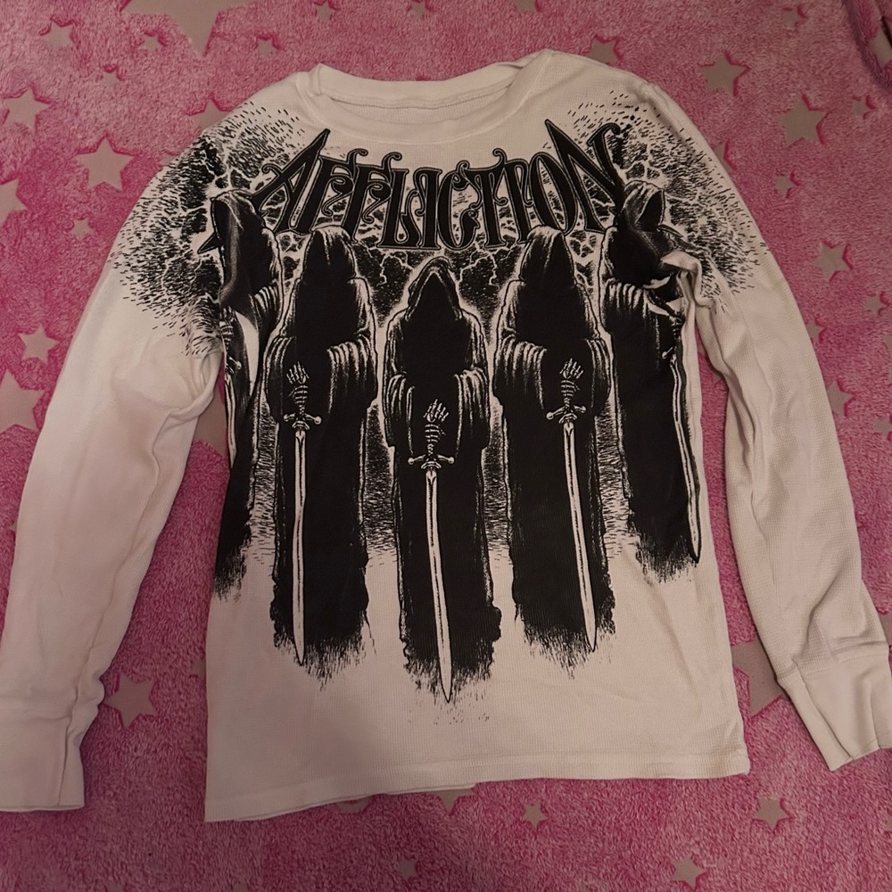 Affliction Black and White Reaper Long Sleeve Thermal Tee
